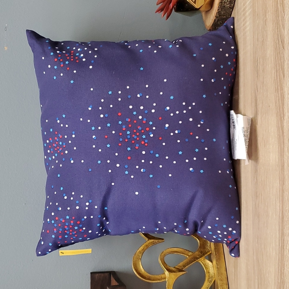 1 Indoor/Outdoor Fireworks Square Throw Pillow Navy - Sun Squad